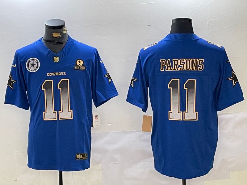 Custom Men Dallas Cowboys #11 Parsons Blue Three generations 2024 Nike Vapor Limited NFL Jersey->ncaa teams->NCAA Jersey